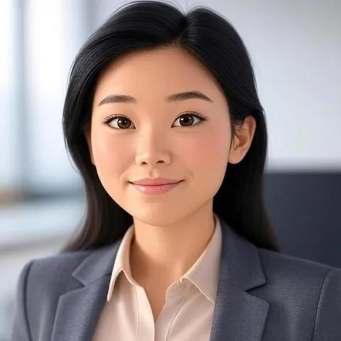 Nova, a young Asian woman wearing a grey jacket