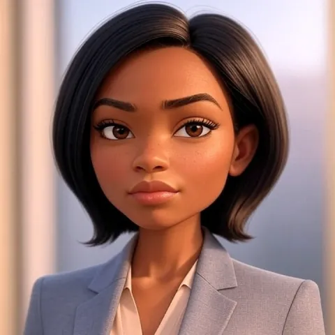 Shimmer, a serious confident young Black woman wearing a baby blue jacket